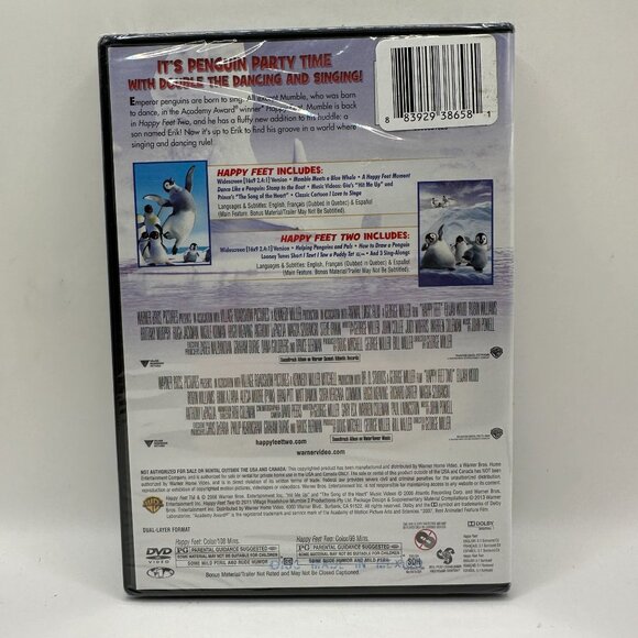 Happy Feet 1 & 2 Collection DVD Set Rated PG Widescreen Warner Bros. Pictures - Picture 2 of 2